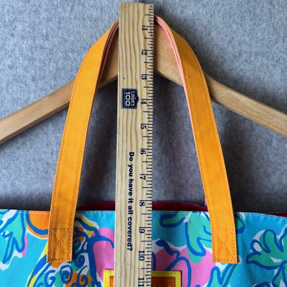 Lilly Pulitzer Tote Bag Hawaiian Print Preppy Classic Beach Vacation Pink Canvas - Picture 5 of 10